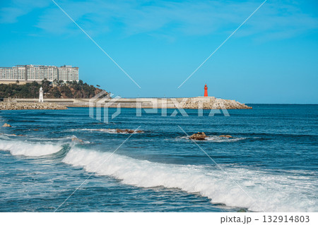 Red Lighthouse at Sokcho Pier, South Korea Red Lighthouse at Sokcho Pier, South Korea 132914803