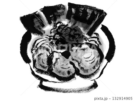 家系ラーメンの和風の筆書きイラスト 家系ラーメンの和風の筆書きイラスト 132914905