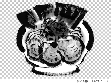 家系ラーメンの和風の筆書きイラスト 家系ラーメンの和風の筆書きイラスト 132914905