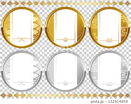 高級感のある水引の和風フレーム6種セット　ホワイト 132914959