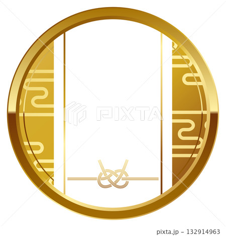 高級感のあるあわじ結びの和風フレーム ホワイト&ゴールド 高級感のあるあわじ結びの和風フレーム ホワイト&ゴールド 132914963