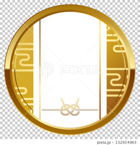 高級感のあるあわじ結びの和風フレーム ホワイト&ゴールド 高級感のあるあわじ結びの和風フレーム ホワイト&ゴールド 132914963