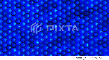 Blue hexagon honeycomb background, luminous tech pattern, futuristic grid texture seamless tile. Vector illustration. Blue hexagon honeycomb background, luminous tech pattern, futuristic grid texture seamless tile. Vector illustration. 132915100