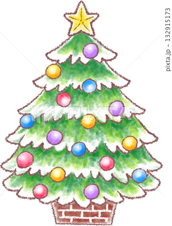 手描き風クリスマスツリーのイラスト 132915173