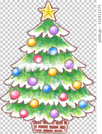 手描き風クリスマスツリーのイラスト 132915173