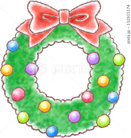 手描き風かわいいクリスマスリース 手描き風かわいいクリスマスリース 132915174