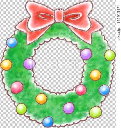 手描き風かわいいクリスマスリース 手描き風かわいいクリスマスリース 132915174
