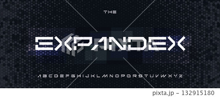 Wide Rectangle Font, Thin Geometric Alphabet, Futuristic Cutout Letters, Expanded Extended Type for Techno Startup Logo, High-tech Sci-fi Headline, Sport Title, Space Tech Typography. Vector Typeset Wide Rectangle Font, Thin Geometric Alphabet, Futuristic Cutout Letters, Expanded Extended Type for Techno Startup Logo, High-tech Sci-fi Headline, Sport Title, Space Tech Typography. Vector Typeset 132915180