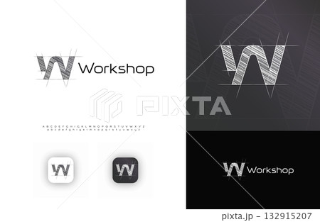 Blueprint Architect Logo, Technical Sketch Architectural LogoType, Grid Letter W. Building Construct Company Monogram, Real Estate, Architect Engineer Branding with Alphabet Font. Vector Illustration Blueprint Architect Logo, Technical Sketch Architectural LogoType, Grid Letter W. Building Construct Company Monogram, Real Estate, Architect Engineer Branding with Alphabet Font. Vector Illustration 132915207
