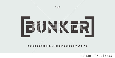 Bunker Stencil Font, Industrial Block Alphabet, Urban Geometric Letters, Bold Rust Industrial Type for Military Game Logo, Cargo, Emergency, Defence Text Title, Survival Typography. Vector Typeset Bunker Stencil Font, Industrial Block Alphabet, Urban Geometric Letters, Bold Rust Industrial Type for Military Game Logo, Cargo, Emergency, Defence Text Title, Survival Typography. Vector Typeset 132915233