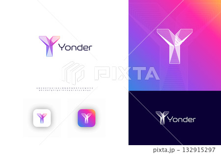 Creative Architect Logo 3D Line Logotype Engineering Technology, Architectural Monogram, Letter Y for Architectural Company Business Branding Concept. Vector Illustration 132915297