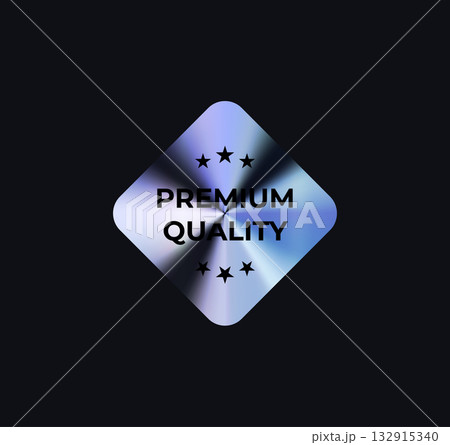 Premium Quality Badge Sticker Limited Edition Label In Holograph Gradient Style. Glossy Metallic Icon Logo Seal For Branding, Promo, Ecommerce UI, Shop Product Advertising. Vector Illustration 132915340