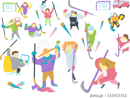 アイスホッケーと社会のコラボレーション – 多様な職業人が力を合わせるチームワーク 132915352