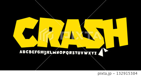 Bouncy rock alphabet, restless blocky letters, heavy bold comic font for kid logo, school headline, skateboard typography. Rebellious cartoon typographic design. Vector typeset. Bouncy rock alphabet, restless blocky letters, heavy bold comic font for kid logo, school headline, skateboard typography. Rebellious cartoon typographic design. Vector typeset. 132915384