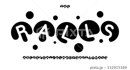 Circles party alphabet, rounded dot letters, festive game font for balls toy logo, sport headline, decorative typography, childish typographic design. Vector typeset. 132915389