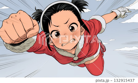 若い女性のサンタクロースが暴走している