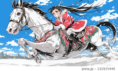 若い女性のサンタクロースが暴走している 若い女性のサンタクロースが暴走している 132915440