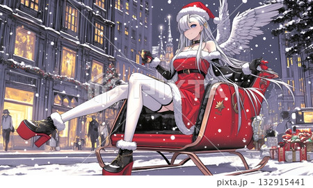 若い女性のサンタクロースが暴走している 若い女性のサンタクロースが暴走している 132915441