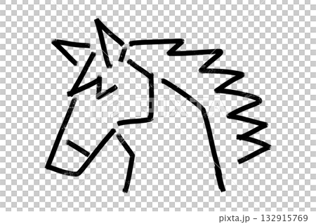 現代馬匹插畫，以直線繪製 132915769