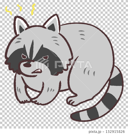一隻惱怒的浣熊的插圖 一隻惱怒的浣熊的插圖 132915826