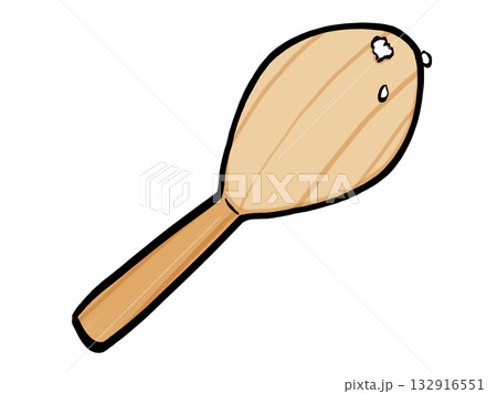 お米の付いたしゃもじのイラスト (木・筆タッチ) シンプル お米の付いたしゃもじのイラスト (木・筆タッチ) シンプル 132916551