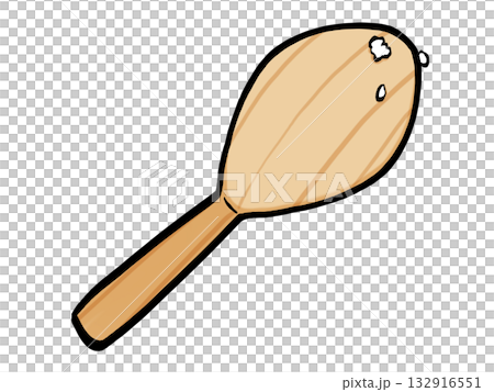 お米の付いたしゃもじのイラスト (木・筆タッチ) シンプル お米の付いたしゃもじのイラスト (木・筆タッチ) シンプル 132916551