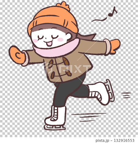 気持ちよさそうにスケート滑る女の子のイラスト 132916553