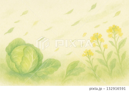 春の野菜シリーズ:春野菜が風に揺れる和風イラスト 春の野菜シリーズ:春野菜が風に揺れる和風イラスト 132916591