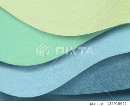 和紙のテクスチャのイメージ素材　波模様　水色　緑色 132916631