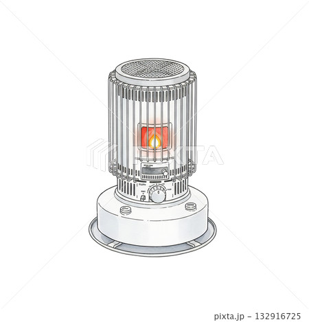 灯油ストーブ（対流型）の燃焼中の水彩風イラスト 132916725