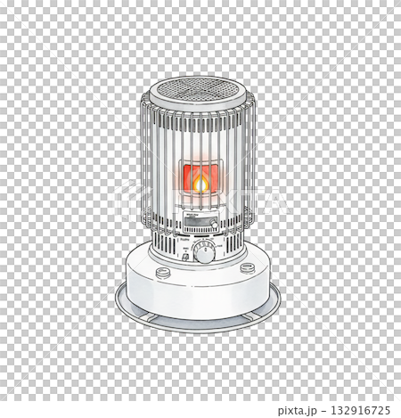 灯油ストーブ（対流型）の燃焼中の水彩風イラスト 132916725
