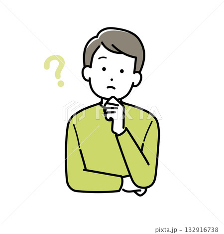 疑問を持つ若い男性のイラスト 疑問を持つ若い男性のイラスト 132916738