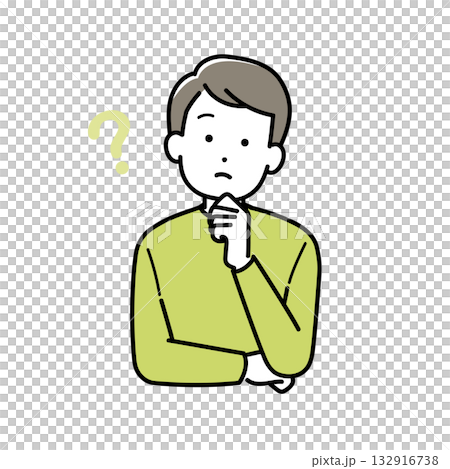 疑問を持つ若い男性のイラスト 疑問を持つ若い男性のイラスト 132916738
