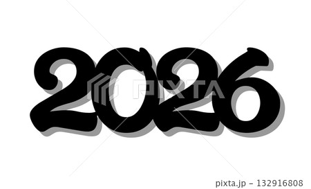 毛筆タッチのシンプルな「2026年」ロゴ 132916808