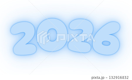 ネオンカラーの「2026」ロゴ(ブルー) ネオンカラーの「2026」ロゴ(ブルー) 132916832