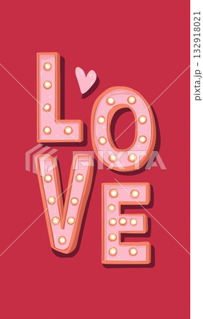 Bright Pink Love Sign With Decorative Lights...のイラスト素材 [132918021] - PIXTA