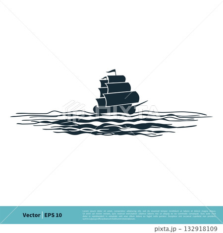 Ship, Yacht, Boat Icon Vector Logo Template Illustration Design. Vector EPS 10. 132918109