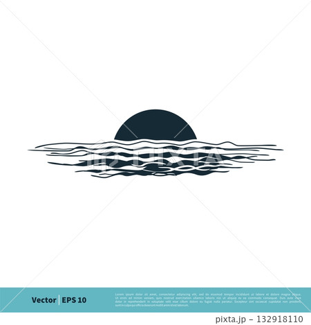 Sunset at The Sea Icon Vector Logo Template Illustration Design. Vector EPS 10. 132918110