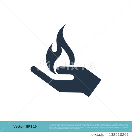 Hand and Flame Fire Icon Vector Logo Template Illustration Design. Vector EPS 10. 132918201