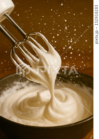 ホイップクリームを泡立てる瞬間 ホイップクリームを泡立てる瞬間 132918283