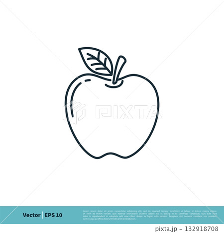 Line Art Apple Fruit Icon Vector Logo Template Illustration Design. Vector EPS 10. 132918708