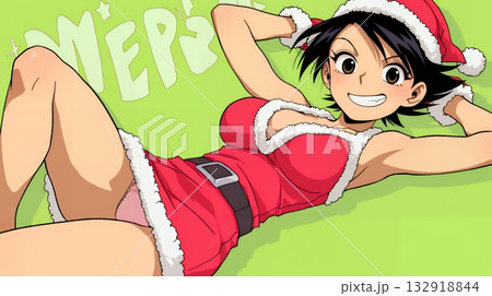 クリスマスファッションの若い女性
