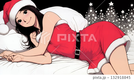 クリスマスファッションの若い女性