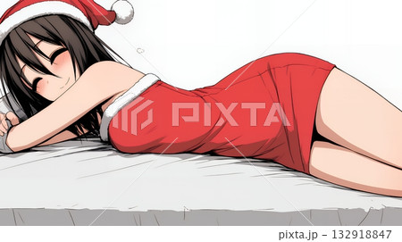 クリスマスファッションの若い女性