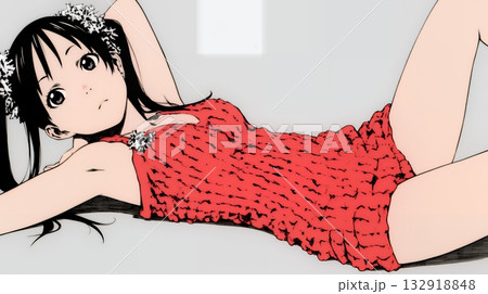 クリスマスファッションの若い女性