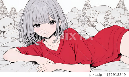 クリスマスファッションの若い女性