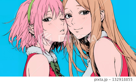 クリスマスファッションの若い女性