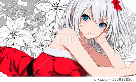 クリスマスファッションの若い女性