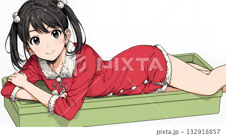 クリスマスファッションの若い女性