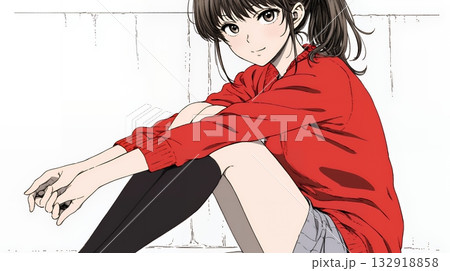 クリスマスファッションの若い女性